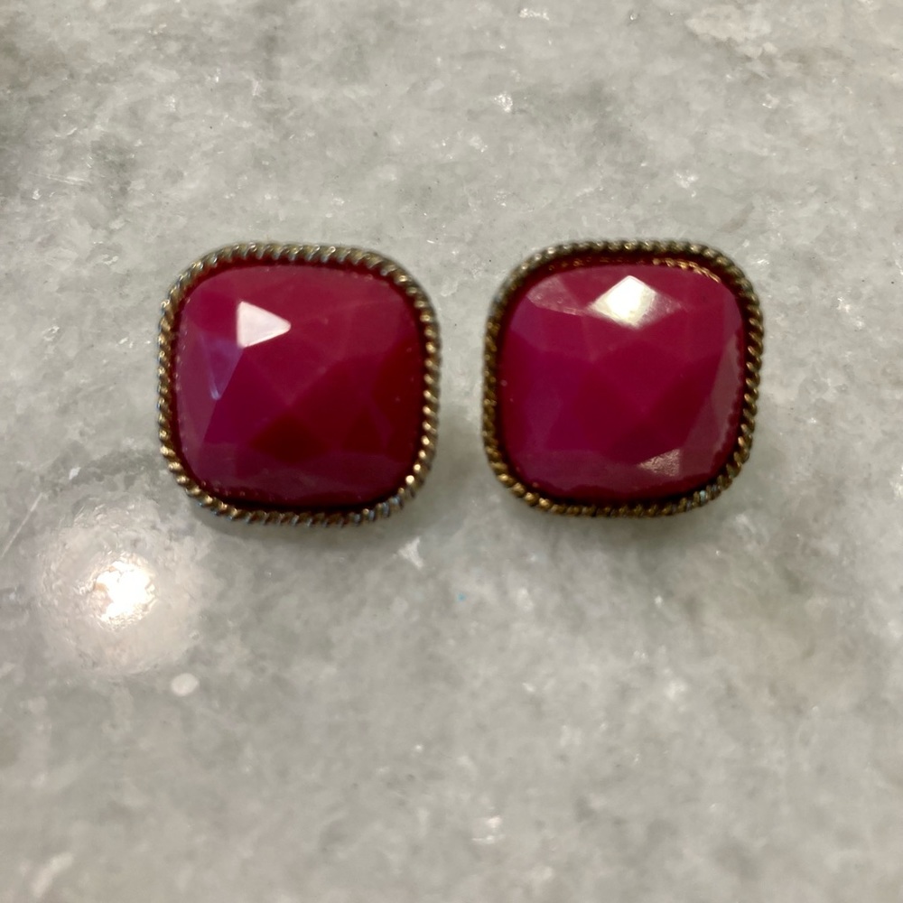 Pink and Gold Stud Earrings